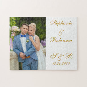 Custom Newlywed Foto Monogram Wedding Gift Puzzle