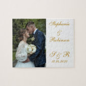 Custom Newlywed Foto Monogram Wedding Gift Puzzle (Horizontal)