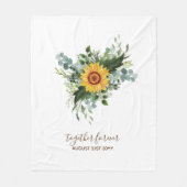 Custom Newlywings Rustic Sunflowers Eucalyptus Lea Fleecedecke (Vorderseite)