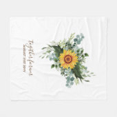 Custom Newlywings Rustic Sunflowers Eucalyptus Lea Fleecedecke (Vorderseite (Horizontal))