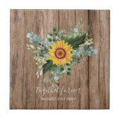 Custom Newlywings Rustic Sunflowers Eucalyptus Lea Fliese (Vorderseite)