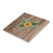 Custom Newlywings Rustic Sunflowers Eucalyptus Lea Fliese (Seite)