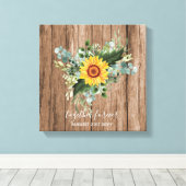Custom Newlywings Rustic Sunflowers Eucalyptus Lea Leinwanddruck (Insitu (Holzboden))