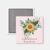 Custom Newlywings Rustic Sunflowers Eucalyptus Lea Magnet (Vorderseite/Rückseite)