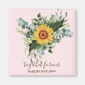 Custom Newlywings Rustic Sunflowers Eucalyptus Lea Magnet (Vorne)