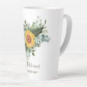 Custom Newlywings Rustic Sunflowers Eucalyptus Lea Milchtasse (Rechte Ecke)