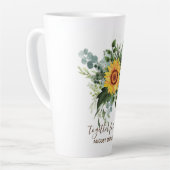 Custom Newlywings Rustic Sunflowers Eucalyptus Lea Milchtasse (Linke Ecke)