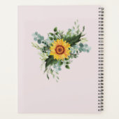 Custom Newlywings Rustic Sunflowers Eucalyptus Lea Planer (Rückseite)