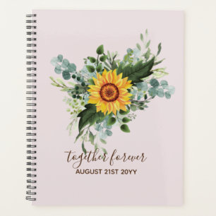 Custom Newlywings Rustic Sunflowers Eucalyptus Lea Planer
