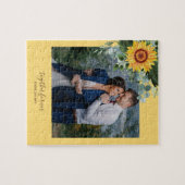 Custom Newlywings Rustic Sunflowers Eucalyptus Lea Puzzle (Horizontal)