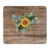 Custom Newlywings Rustic Sunflowers Eucalyptus Lea Schneidebrett (Vorderseite)
