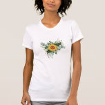 Custom Newlywings Rustic Sunflowers Eucalyptus Lea T-Shirt<br><div class="desc">Fügen Sie Ihren eigenen Text,  wie gewünscht,  um diese atemberaubende Aquarellbilder von Sonnenblumen,  Eukalyptus-Blätter und Grünpflanzen zu personalisieren. Ideal für Hochzeitsgeschenke,  Brautparty,  Brautjungfrau,  Trauzeugin,  Blume,  Braut oder Bräutigam. Bearbeiten Sie den Text in Anzug.</div>