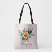 Custom Newlywings Rustic Sunflowers Eucalyptus Lea Tasche (Vorderseite)