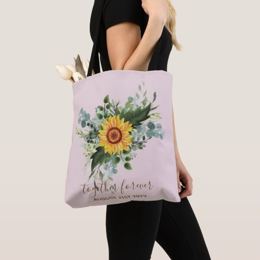 Custom Newlywings Rustic Sunflowers Eucalyptus Lea Tasche (Von Nahem)