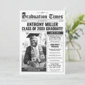 Custom Newspaper Abschluss Einladung Ankündigung (Stehend Vorderseite)