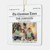 Custom Newspaper Christmas Family 2 Fotos Keramikornament (Links)