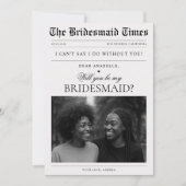 Custom Newspaper Foto Einzigartige Bridesmaid Vors Einladung (Vorderseite)