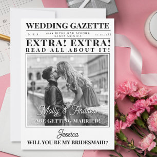 Custom Newspaper Foto Einzigartige Bridesmaid Vors Einladung