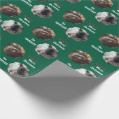 Custom Niedlich 2 Pet Foto Festliches Weihnachtsgr Geschenkpapier (Ecke)