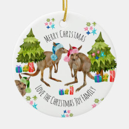 Custom Niedlich Aussie Kangaroo Weihnachten Keramik Ornament