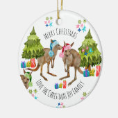 Custom Niedlich Aussie Kangaroo Weihnachten Keramik Ornament (Links)