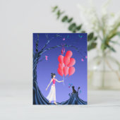 Custom Niedlich Ballerina and Cat Night Sky Postca Postkarte (Stehend Vorderseite)