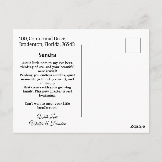 Custom Niedlich Ballerina and Cat Night Sky Postca Postkarte (Rückseite)