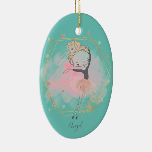 Custom Niedlich Ballerina Dancer Light Aquamarin Keramik Ornament (Rechts)