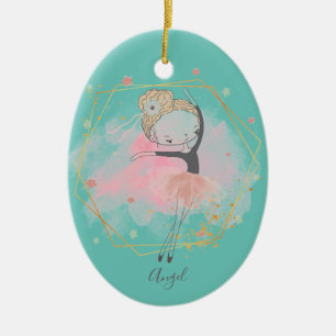 Custom Niedlich Ballerina Dancer Light Aquamarin Keramik Ornament