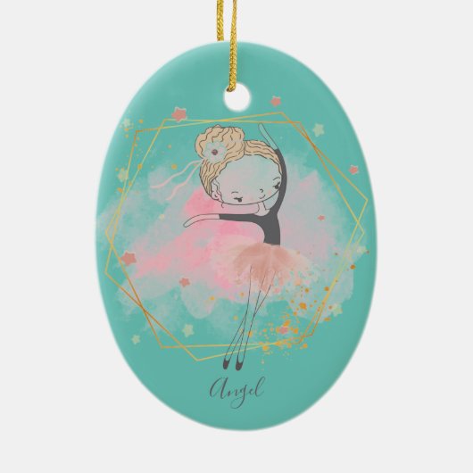 Custom Niedlich Ballerina Dancer Light Aquamarin Keramik Ornament (Hinten)