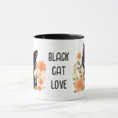 Custom Niedlich Black Kitten mit Blume Tasse (Zentrum)