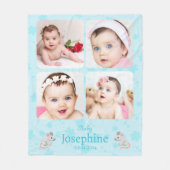 Custom Niedlich Blue Baby Name Foto Fleecedecke (Vorderseite)