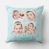 Custom Niedlich Blue Baby Name Foto Kissen (Vorderseite)