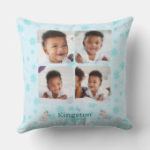 Custom Niedlich Blue Baby Name Foto Throw Kissen (Rückseite)