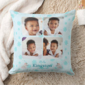 Custom Niedlich Blue Baby Name Foto Throw Kissen (Decke)