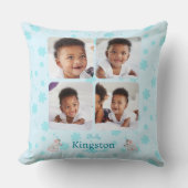 Custom Niedlich Blue Baby Name Foto Throw Kissen (Vorderseite)