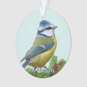 Custom Niedlich Blue Yellow Bird Foto Personalisie Ornament (Vorderseite)