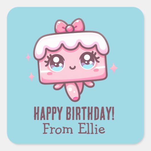 Custom Niedlich Cake Birthday Stickers (Vorderseite)