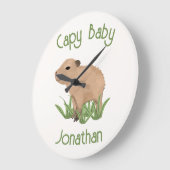 Custom Niedlich Capybara Pun Baby Boy Kinderzimmer Große Wanduhr (Winkel)