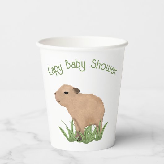 Custom Niedlich Capybara Pun Capy Baby Dusche Pappbecher (Rückseite)
