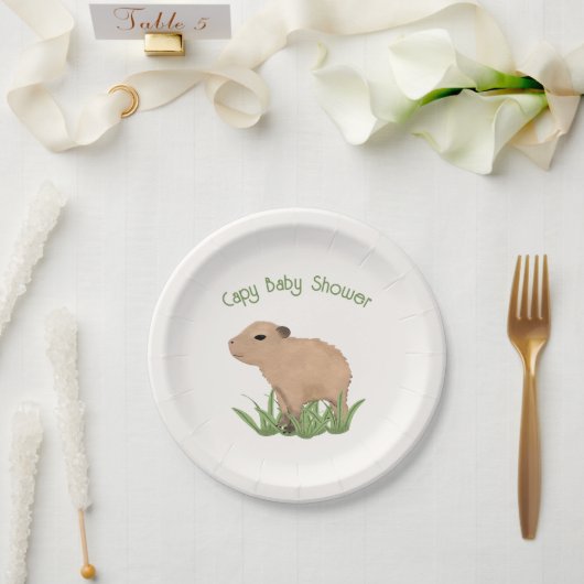 Custom Niedlich Capybara Pun Capy Baby Dusche Pappteller (Hochzeit)