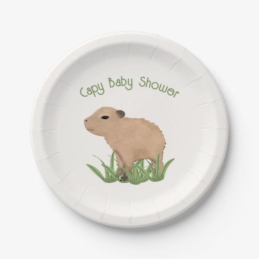 Custom Niedlich Capybara Pun Capy Baby Dusche Pappteller (Vorderseite)