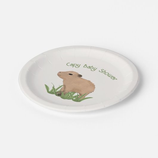 Custom Niedlich Capybara Pun Capy Baby Dusche Pappteller (Schrägansicht)