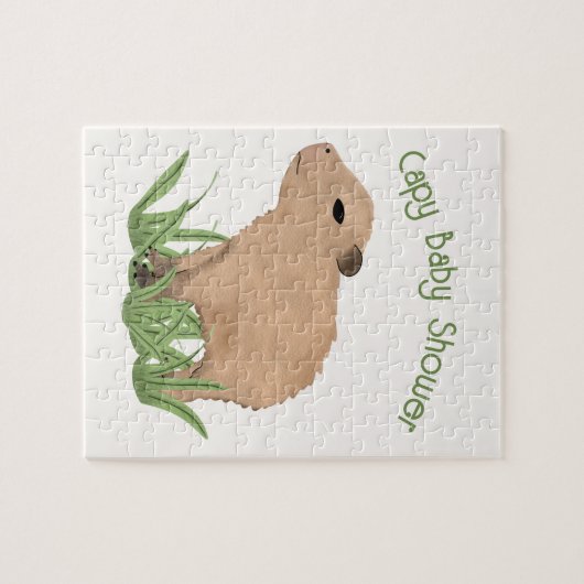 Custom Niedlich Capybara Pun Capy Baby Dusche Puzzle (Horizontal)