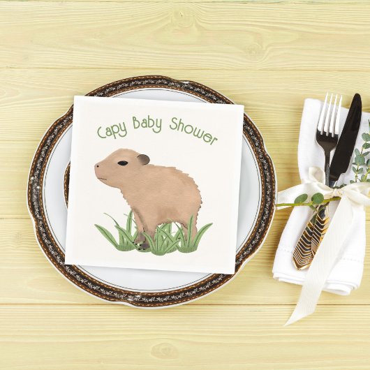 Custom Niedlich Capybara Pun Capy Baby Dusche Serviette
