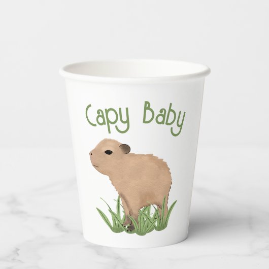 Custom Niedlich Capybara Pun Capy Baby Illustratio Pappbecher (Rückseite)