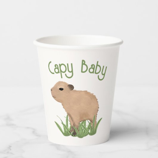 Custom Niedlich Capybara Pun Capy Baby Illustratio Pappbecher (Vorderseite)