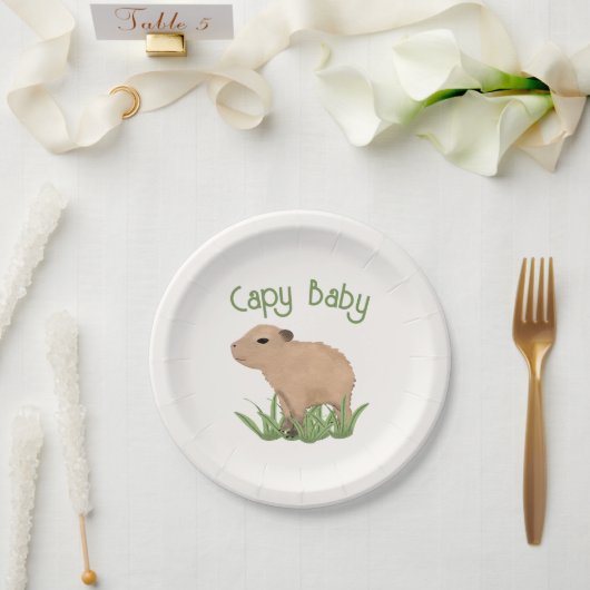 Custom Niedlich Capybara Pun Capy Baby Illustratio Pappteller (Hochzeit)