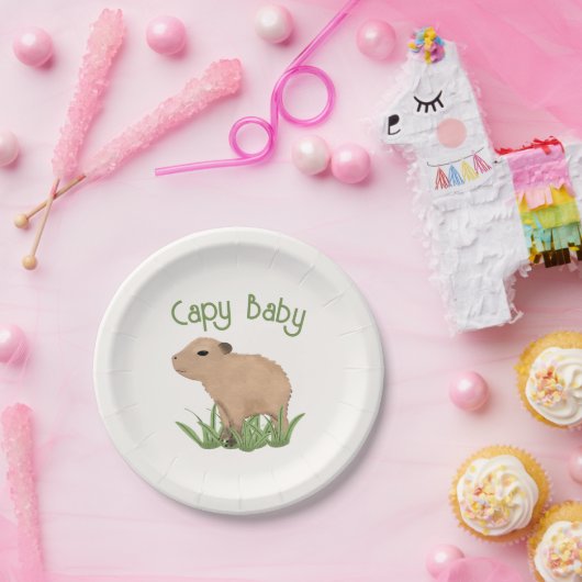 Custom Niedlich Capybara Pun Capy Baby Illustratio Pappteller (Party)
