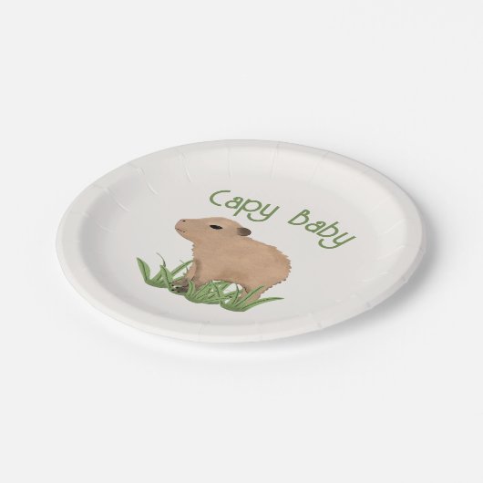 Custom Niedlich Capybara Pun Capy Baby Illustratio Pappteller (Schrägansicht)